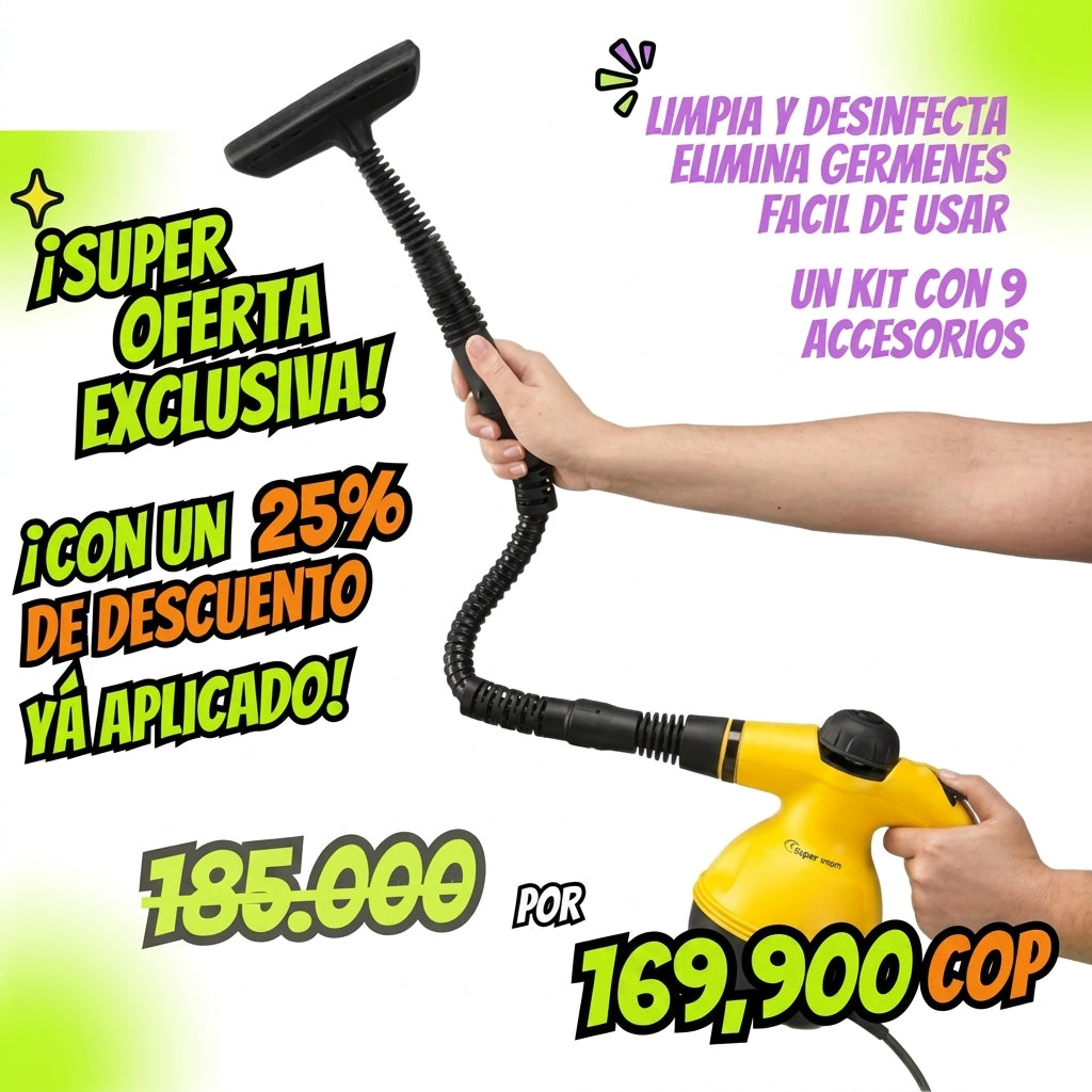 🚨 [OFERTA] Kit Completo de LiMPIEZA a VAPOR DE 9 ACCESORIOS COM  ¡20% de Descuento Exclusivo! 🔥