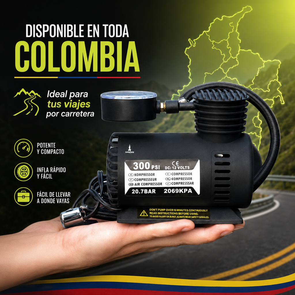 A110 Compresor Force Pro – Inflado Rápido en Cualquier Lugar Seguridad y Tranquilidad en Tus Viajes