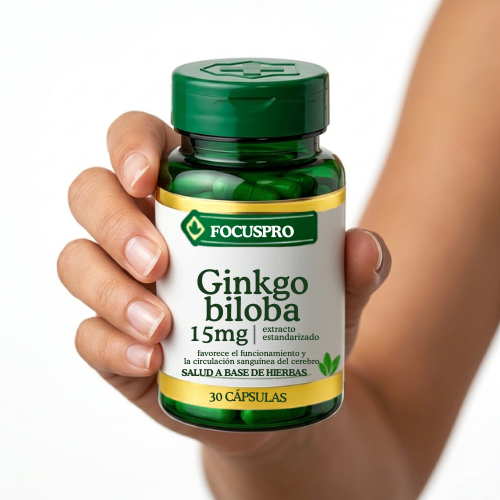 FOCUS PRO Ginkgo Biloba 15mg: Potencia tu Memoria y Enfoque Mental – ¡Solo Hoy 20% de Descuento!